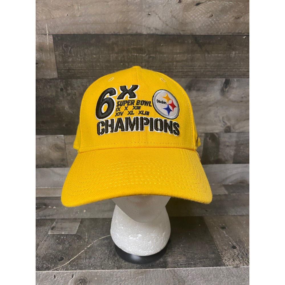 New Era Pittsburgh Steelers 6X Super Bowl Champions 39THIRTY Hat Yellow L/XL